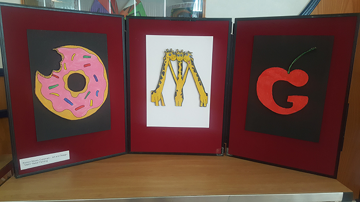 An art piece created by a QAC student, displayed at the ArtsFest