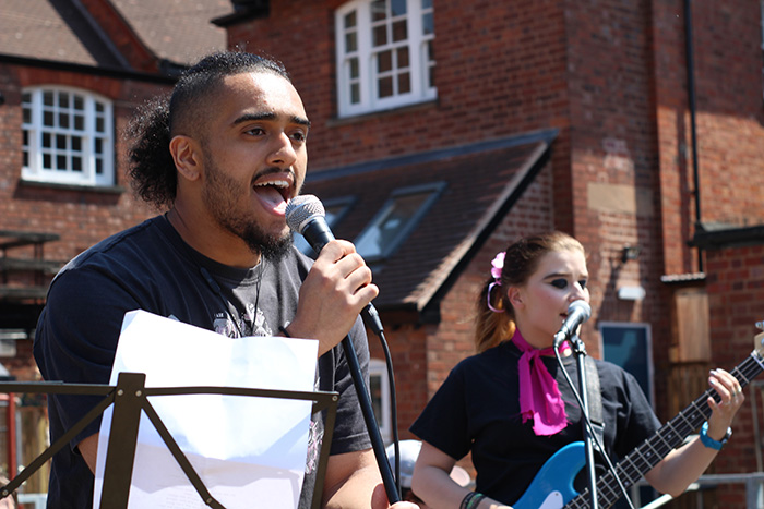 Music group students performing outside during ArtsFest