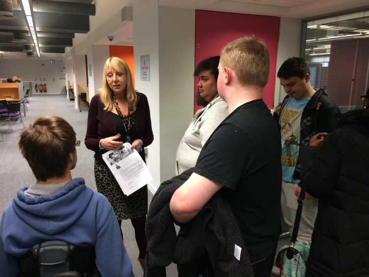 QAC Students being guided around Aston University Library