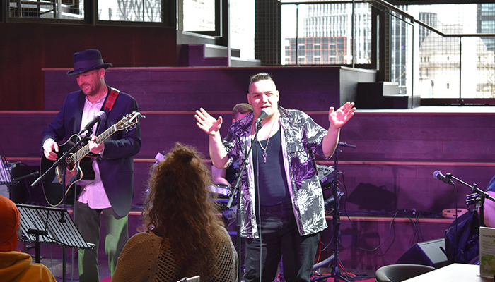 Three members of QAC Collective pictured mid performance Three members of QAC Collective pictured mid performance