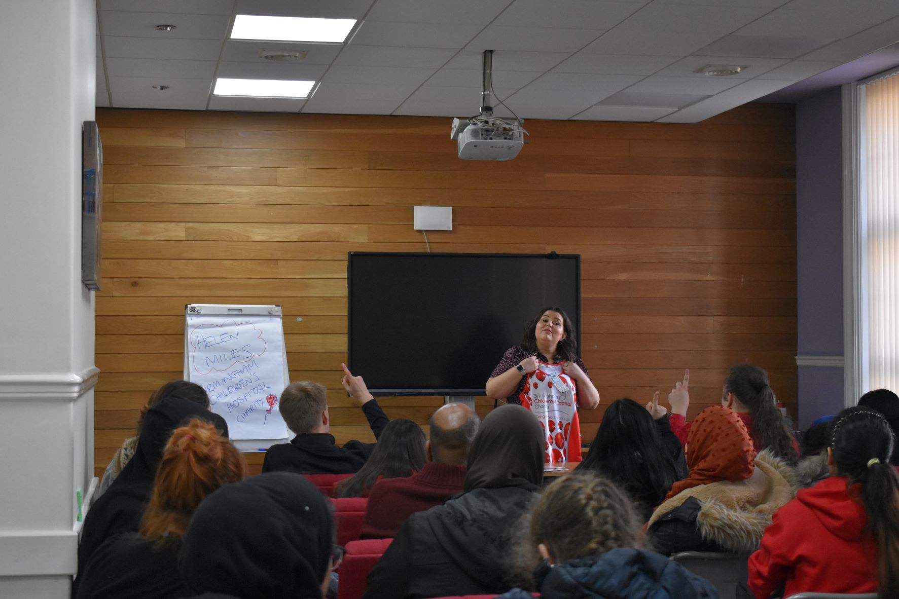 Helen answering questions from QAC students Helen answering questions from QAC students