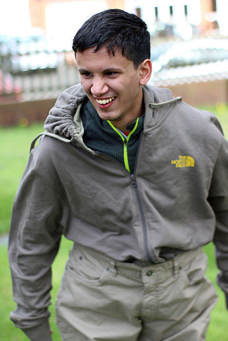 One of the students wearing a recently donated The North Face coat