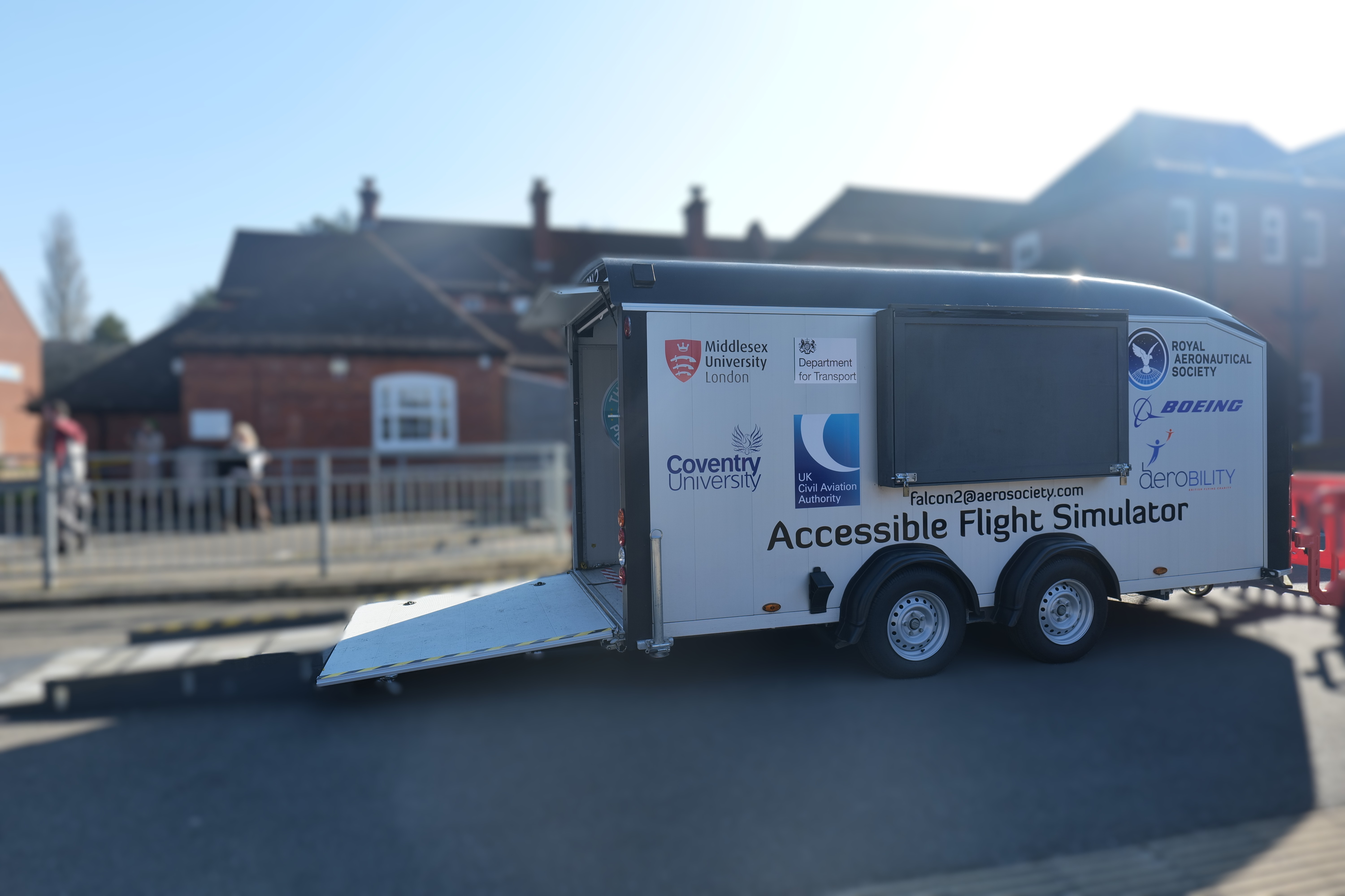 Exterior image of the Falcon 2 simulator