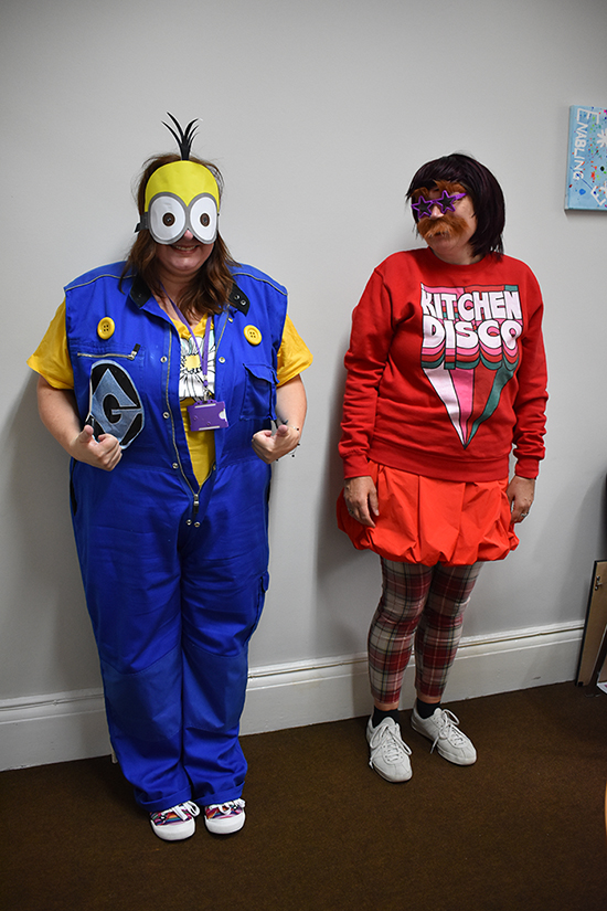 Bev and Jan both sporting their outfits as picked out by their respective groups