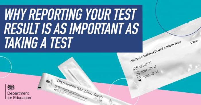 DfE 'Why reporting your test result is as important as taking a test' poster 