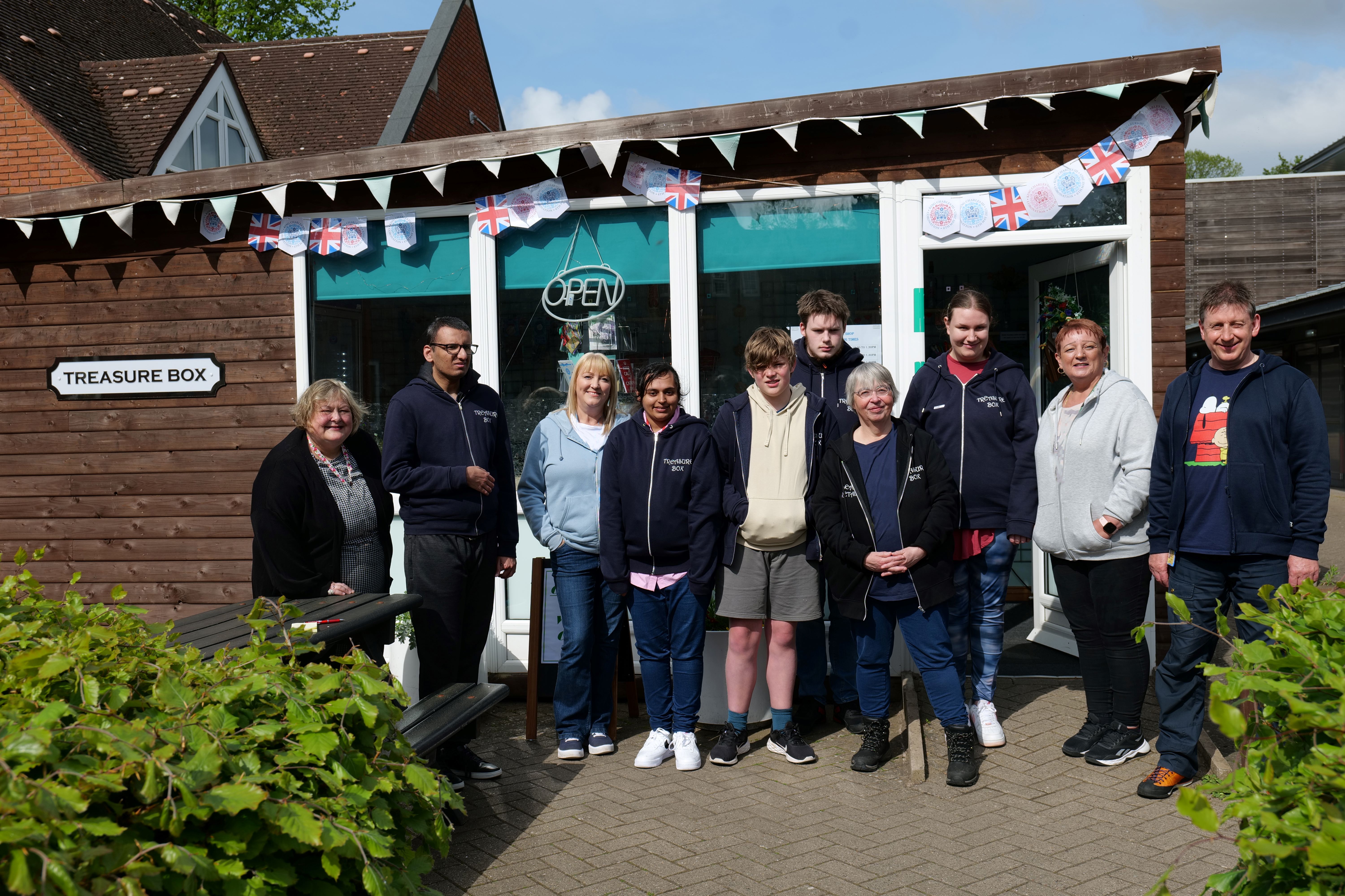 LEAP Retail staff and students outside the Treasure Box LEAP Retail staff and students outside the Treasure Box
