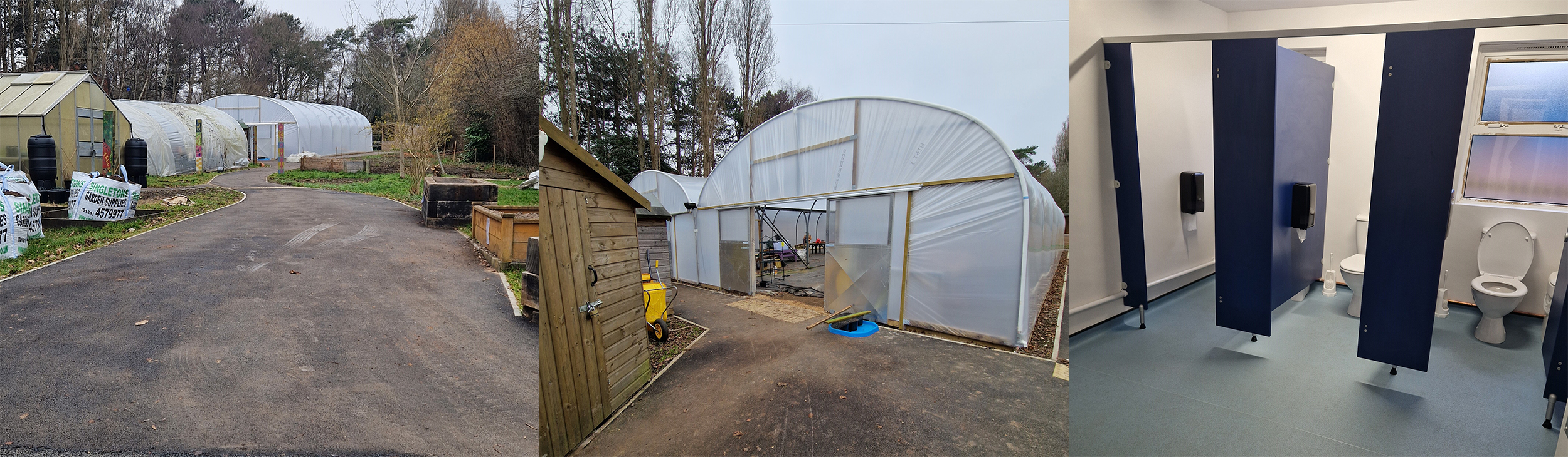Widened pathways, repaired Polytunnels and upgraded Toilets