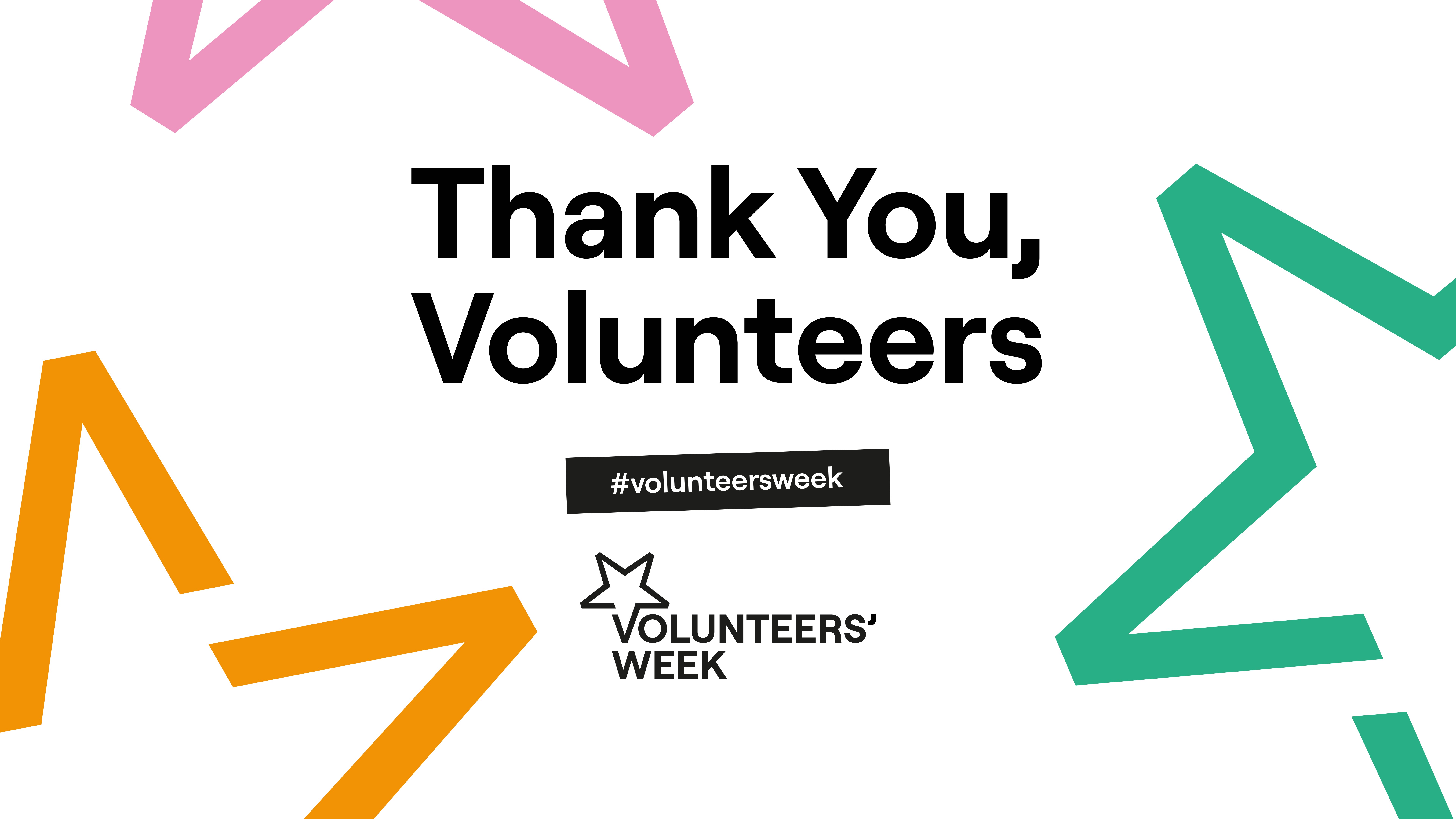 Poster to say Thank you Volunteers with different coloured stars in the background