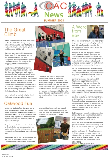 QAC News Summer 2021 front page