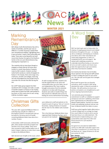 QAC Winter Newsletter 2021 front cover