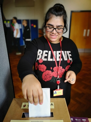 Female student voting