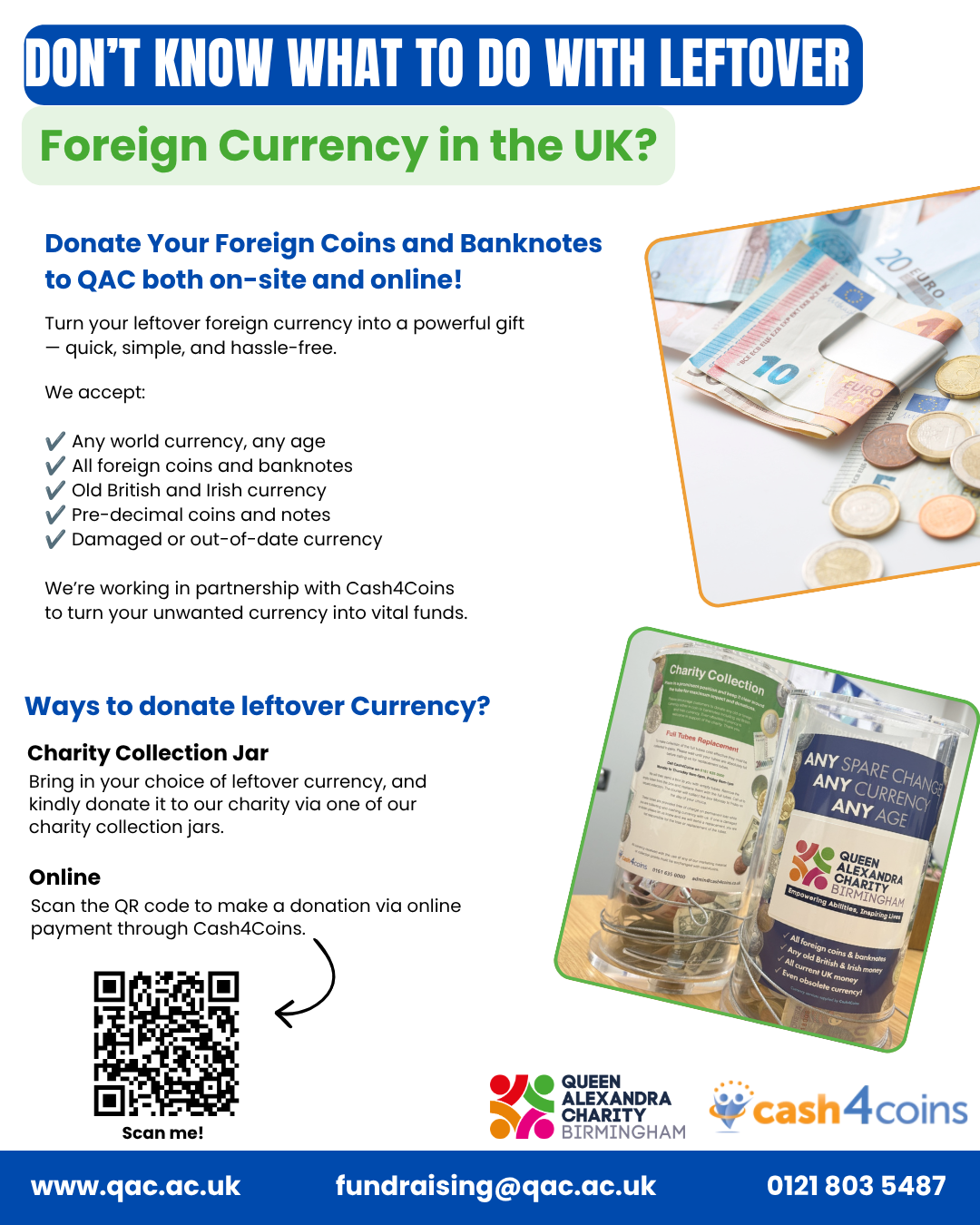 Cash4Coins Donations Information poster about Cash4Coins
